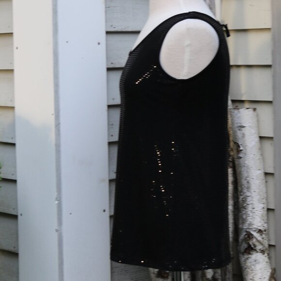 Clara Sun Woo Black Fol Print Dot Knit Sleeveless Top Sz XS - Picture 3 of 6